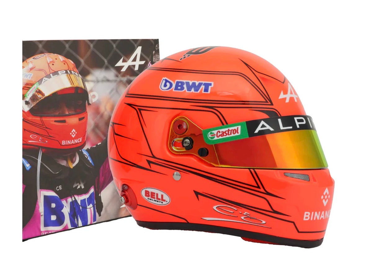 Casco escala 1:2 Esteban Ocon GP Mónaco 2023 AUTOGRAFIADO